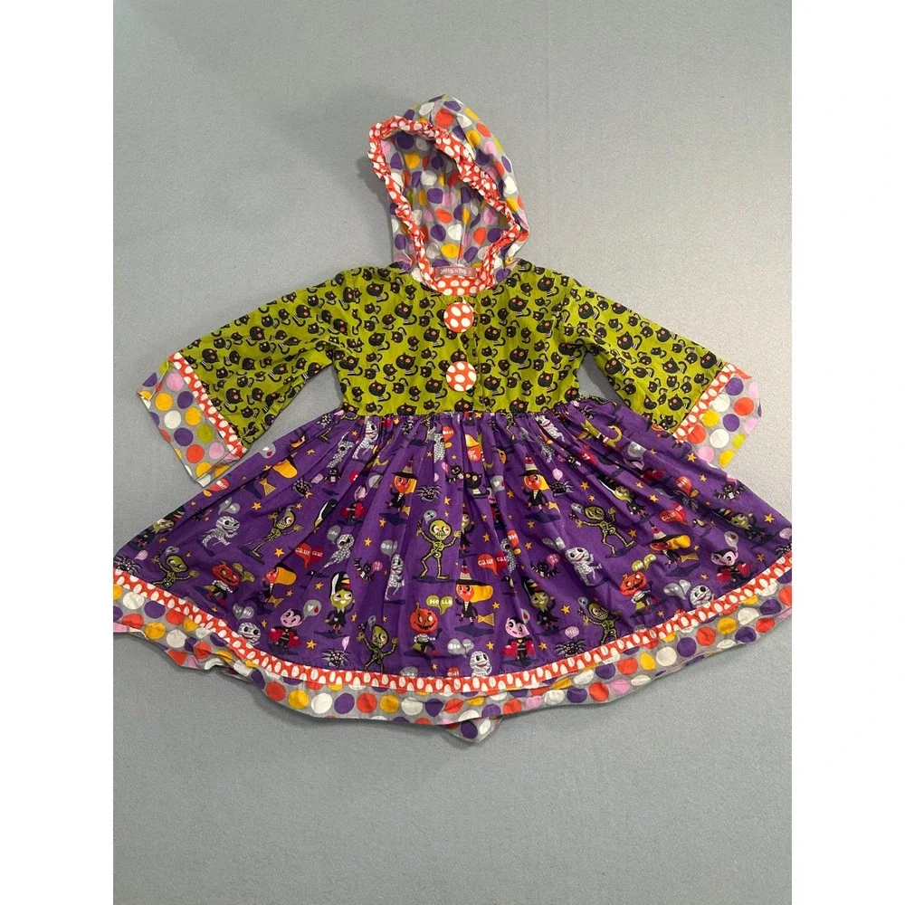 Jelly the Pug Hannah Dress Kids Size 5 Multicolor Halloween Monster Bash Hooded